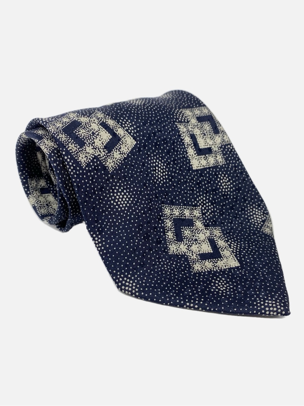 Vintage Giorgio Armani Cravatte Tie Blue Geometric Abstract Diamonds Silk Italy